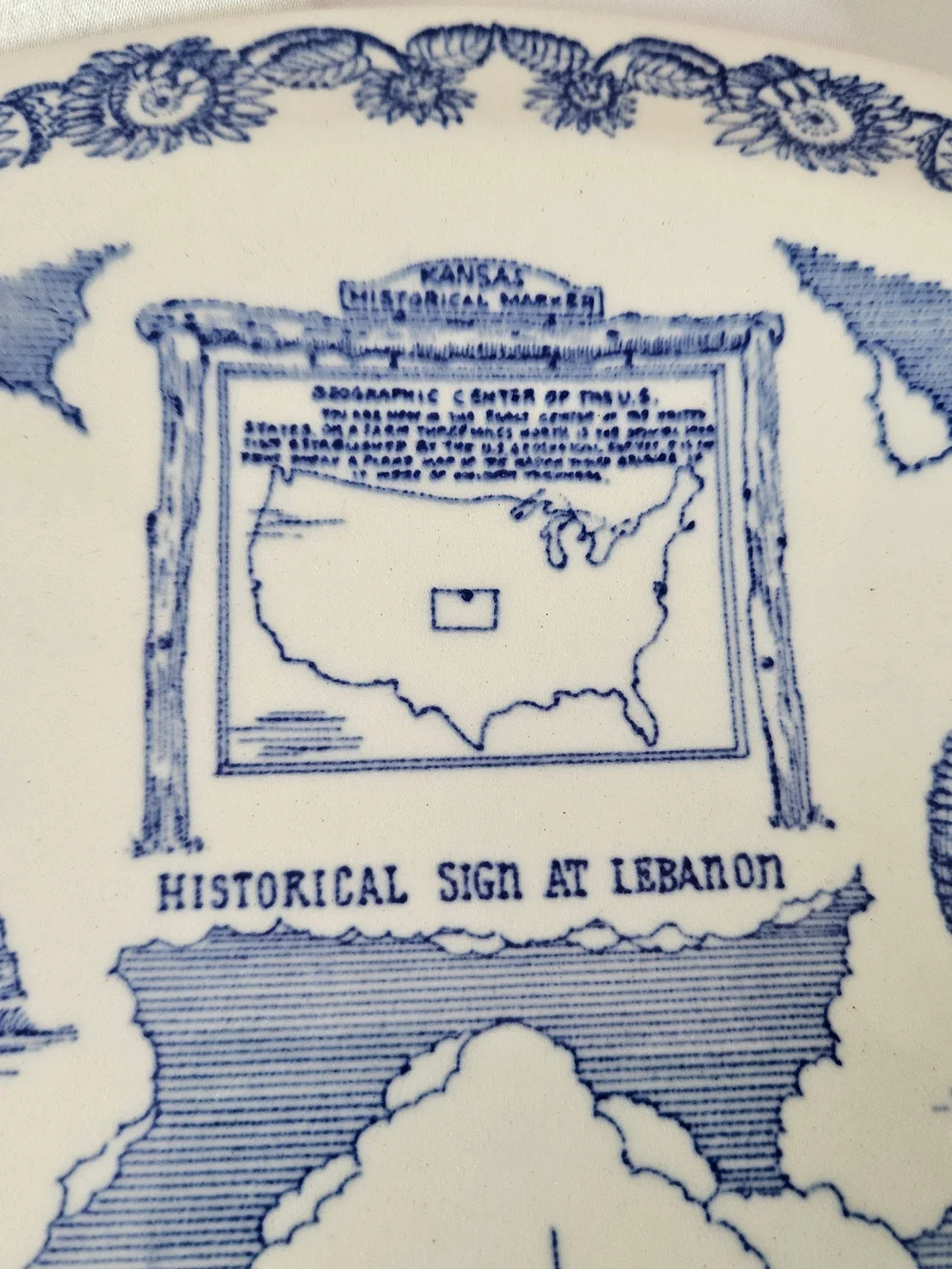 Vernon Kilns 1940s- 50s Kansas Blue and White Decorative Collector Plate